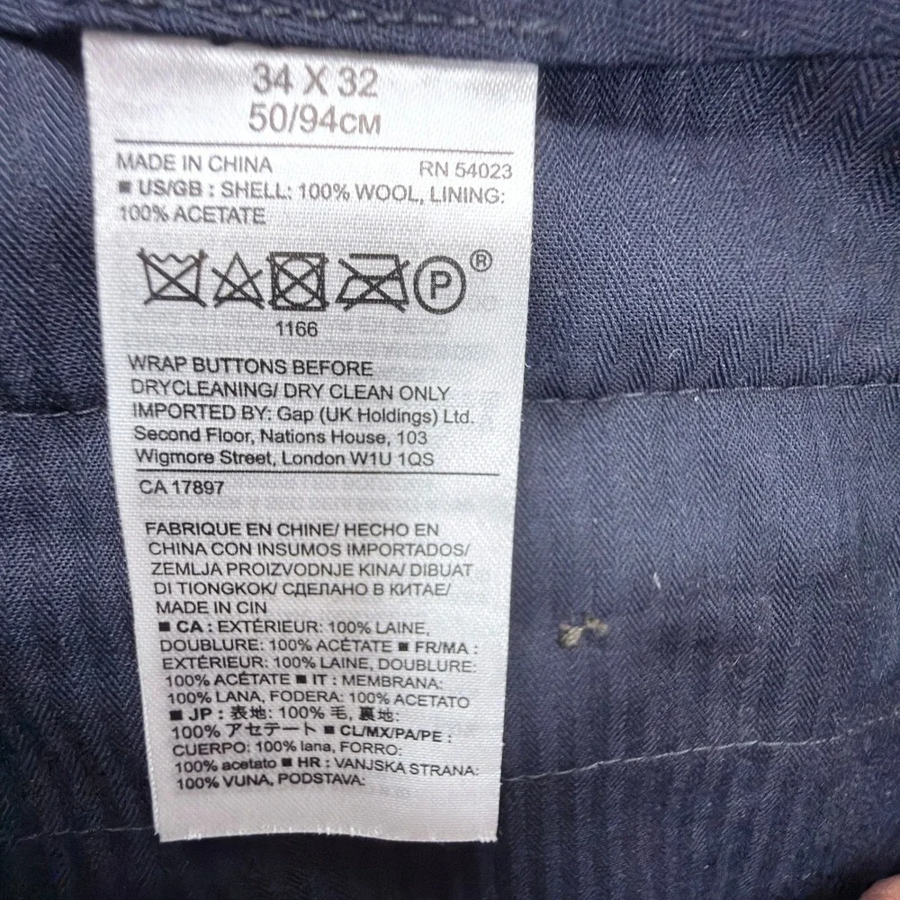 Banana Republic Mens Blue Gray Plaid Wool Pants 34x32 Office Quiet Luxury